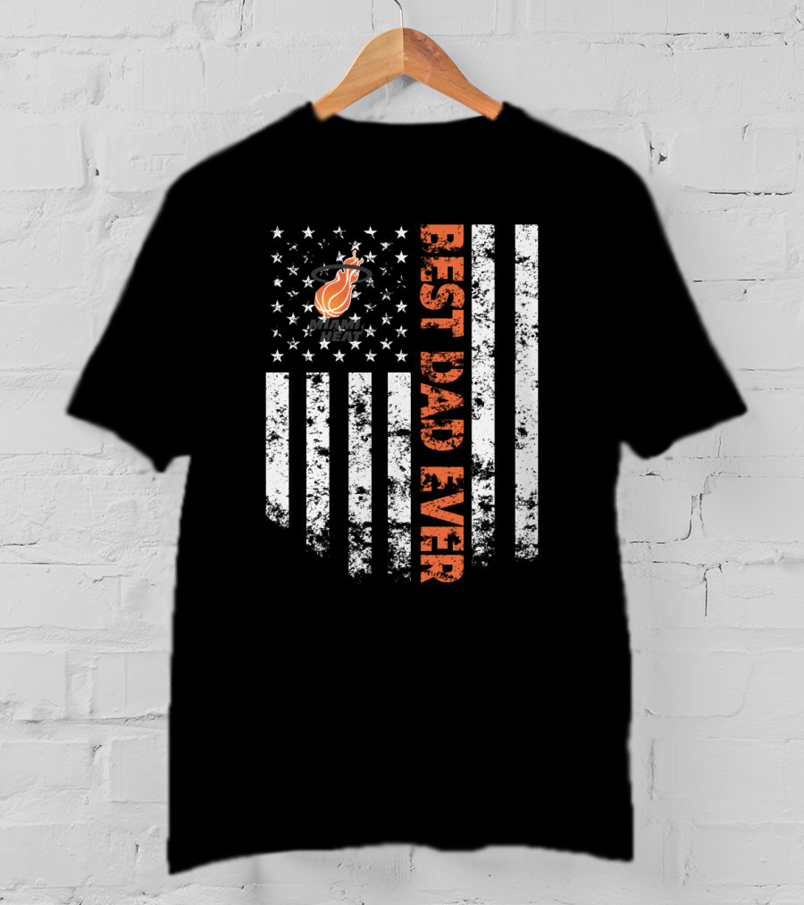 Best Miami Heat Dad Ever Flag Vertical Stripes T-Shirt