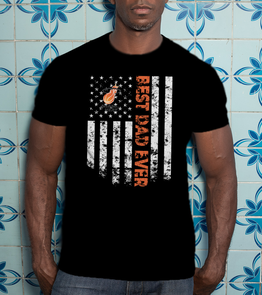 Best Miami Heat Dad Ever Flag Vertical Stripes T-Shirt