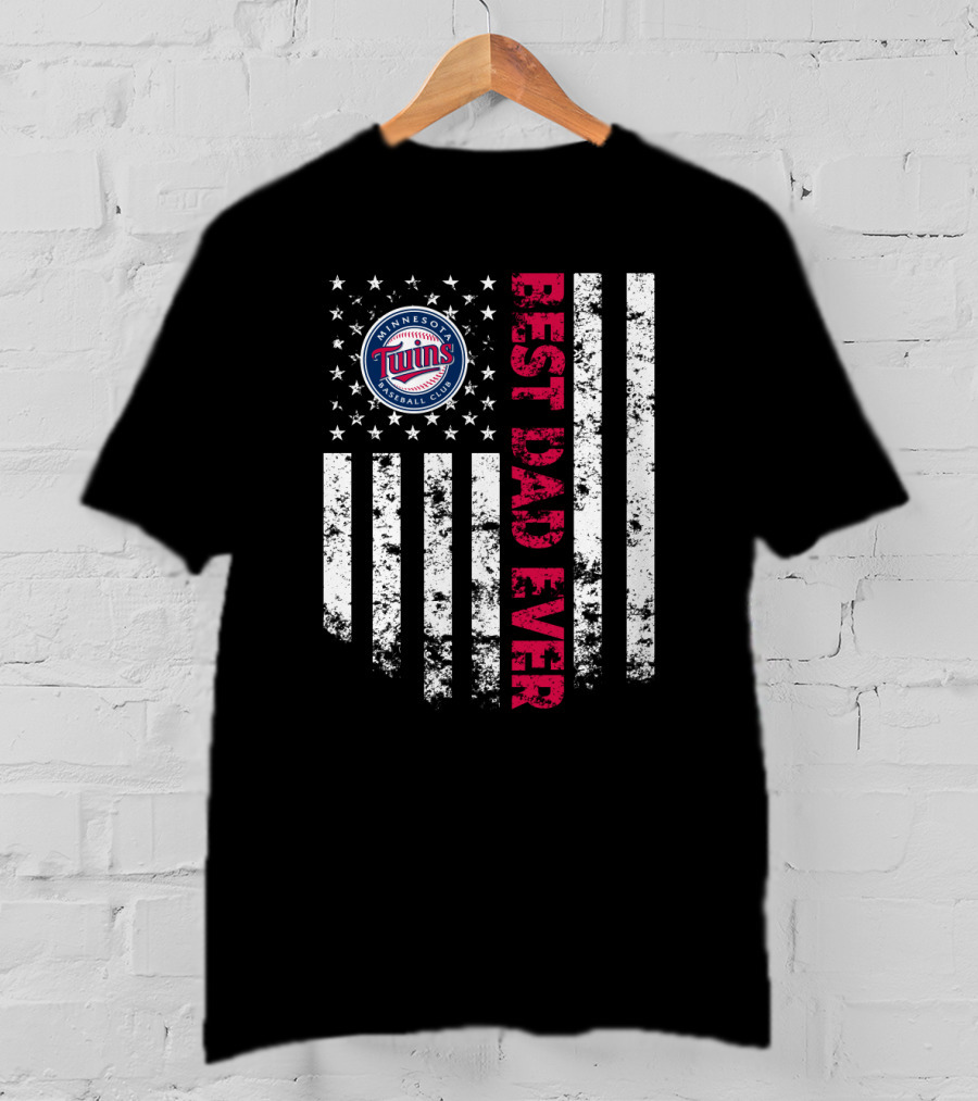 Minnesota Twins Baseball Club Best Dad Ever American Flag T-Shirt