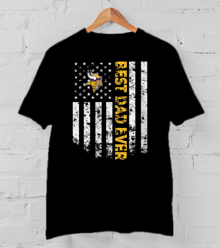 Best Minnesota Vikings Dad Ever Usa Flag T-Shirt
