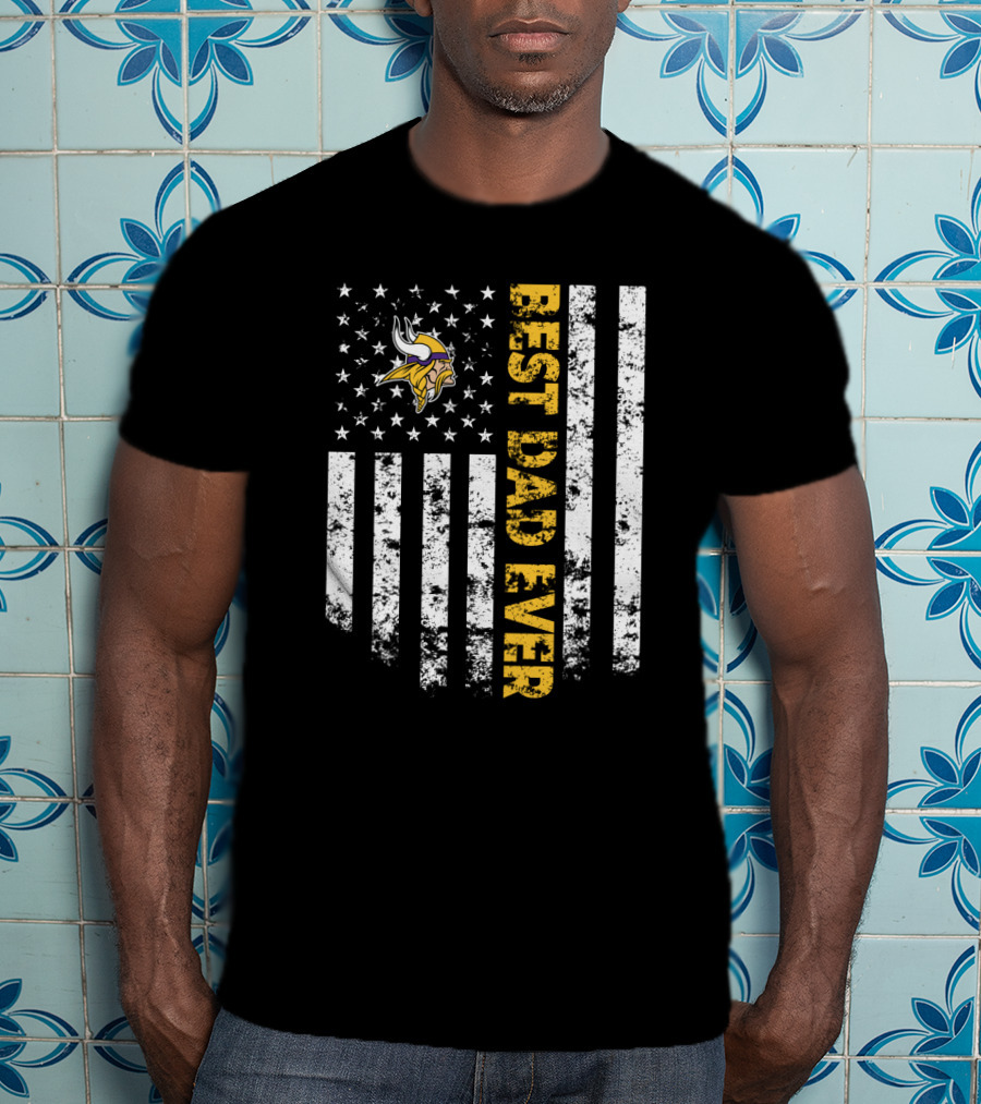 Best Minnesota Vikings Dad Ever Usa Flag T-Shirt