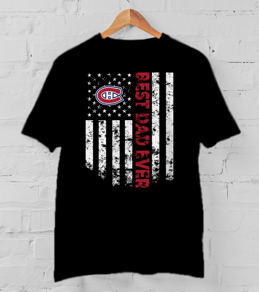 Best Montreal Canadiens Dad Ever Vertical Stripes Flag T-Shirt
