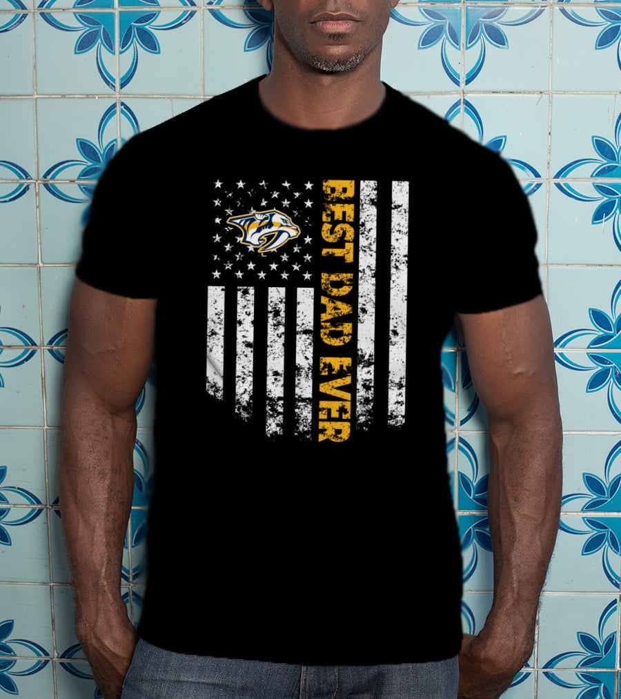 Best Dad Ever Nashville Predators Fan Flag T-Shirt