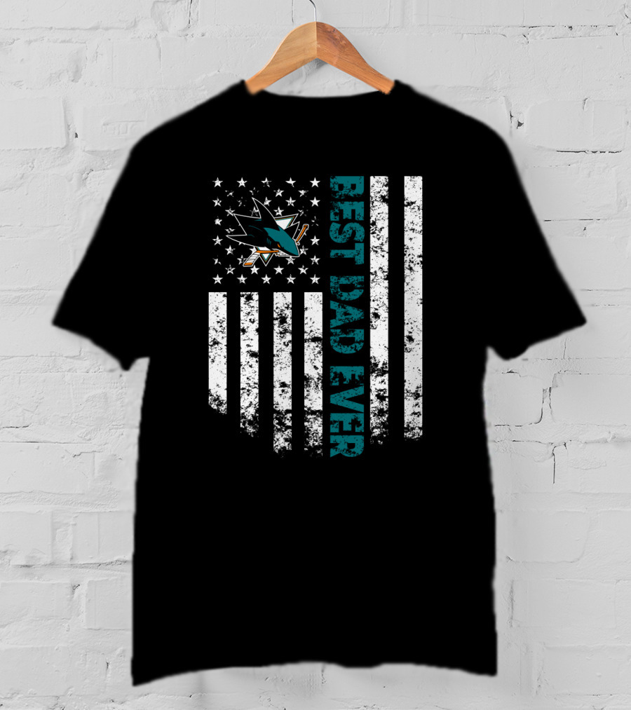 Best Dad Ever San Jose Sharks American Flag T-Shirt