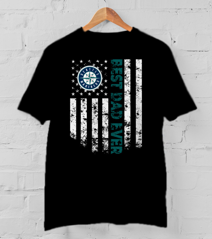 Seattle Mariners Best Dad Ever Distressed Flag T-Shirt