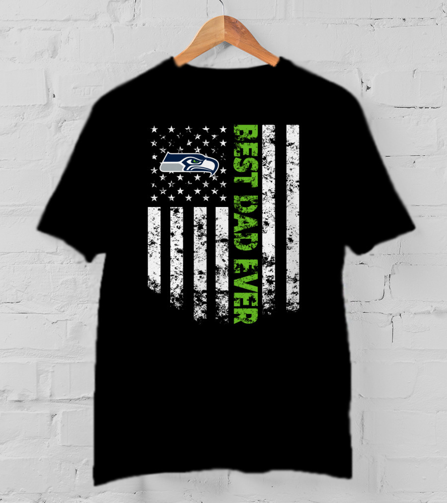 Best Seattle Seahawks Dad Ever Flag T-Shirt