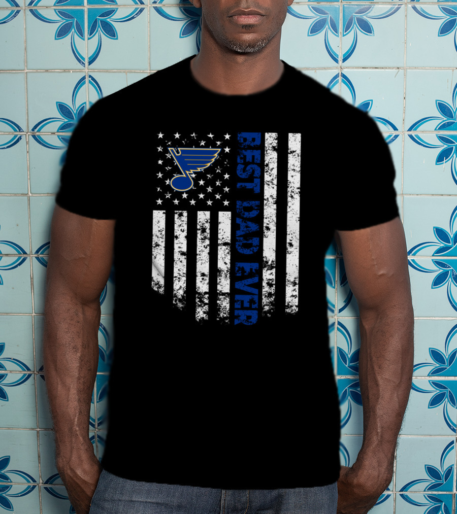 St. Louis Blues Best Dad Ever American Flag T-Shirt