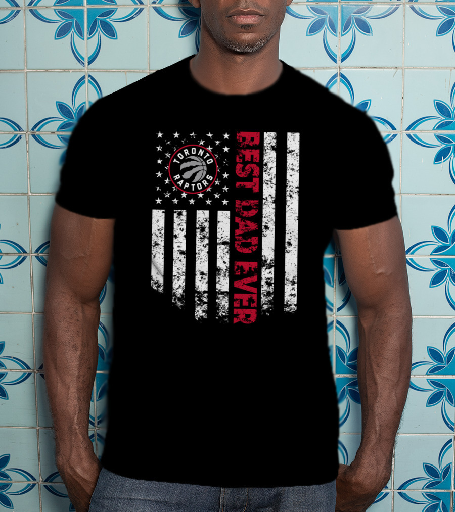 Best Toronto Raptors Dad Ever Flag Style T-Shirt