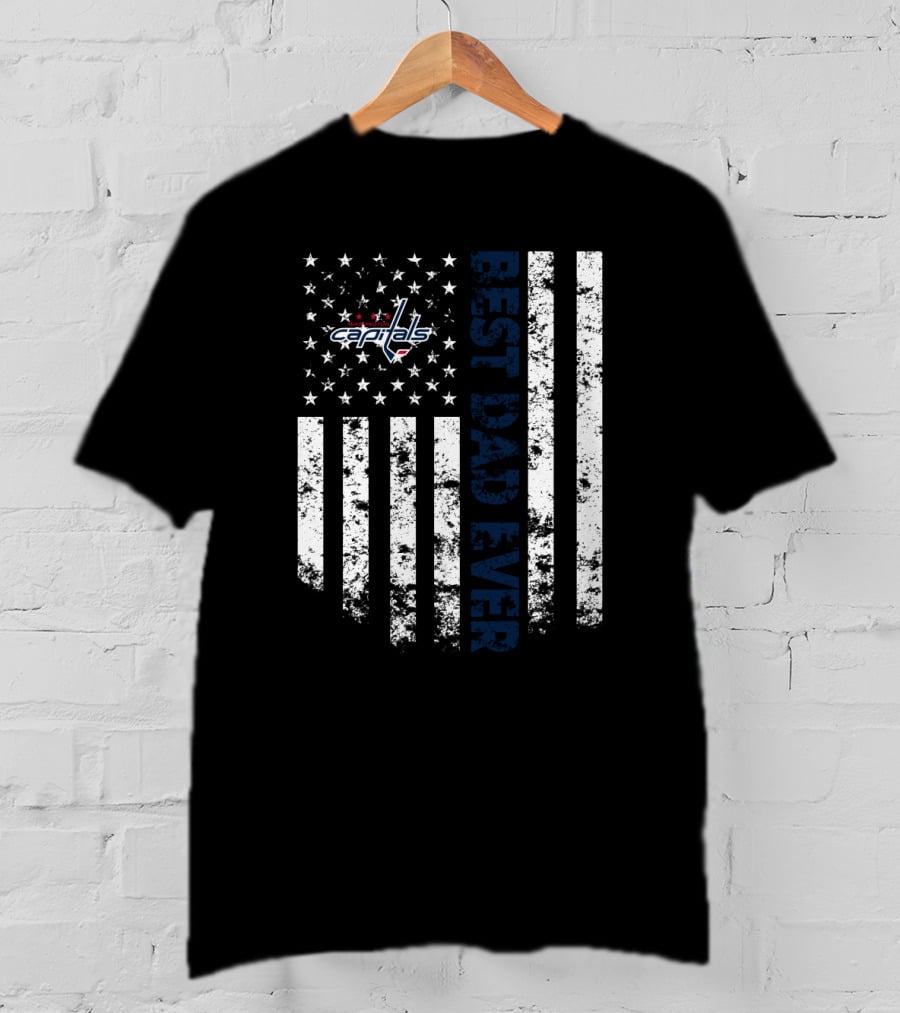 Washington Capitals Best Dad Ever Flag Stripes T-Shirt