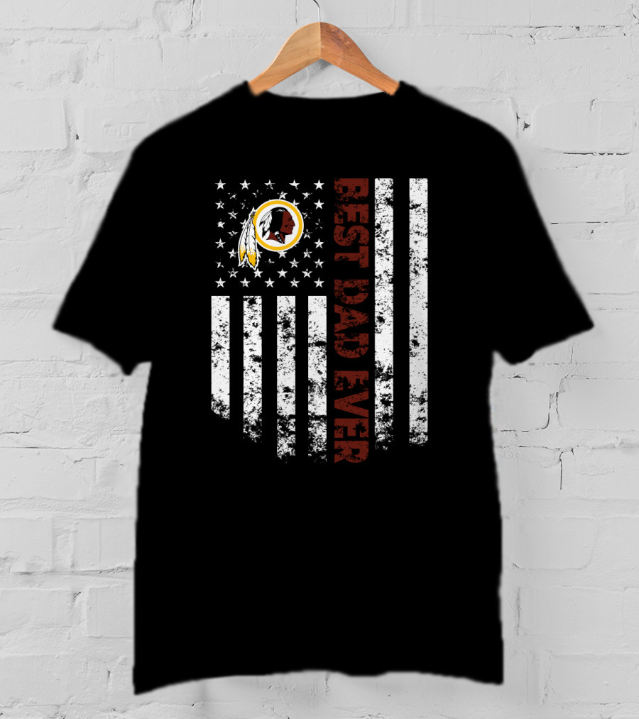 Best Dad Ever Washington Redskins American Flag T-Shirt