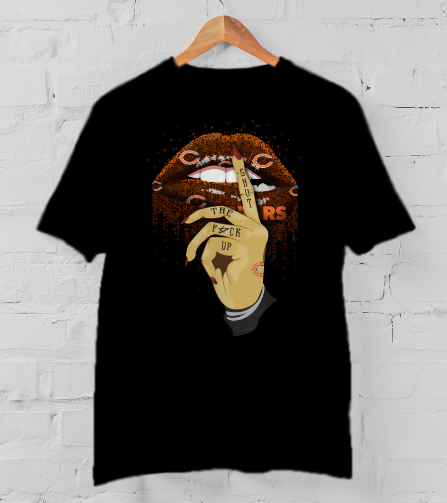 Glitter Lip Shut Up Gesture Chicago Bears Fans T-Shirt