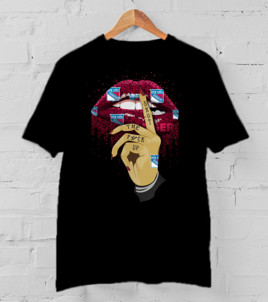 New York Rangers Lips Shut Up Gesture T-Shirt