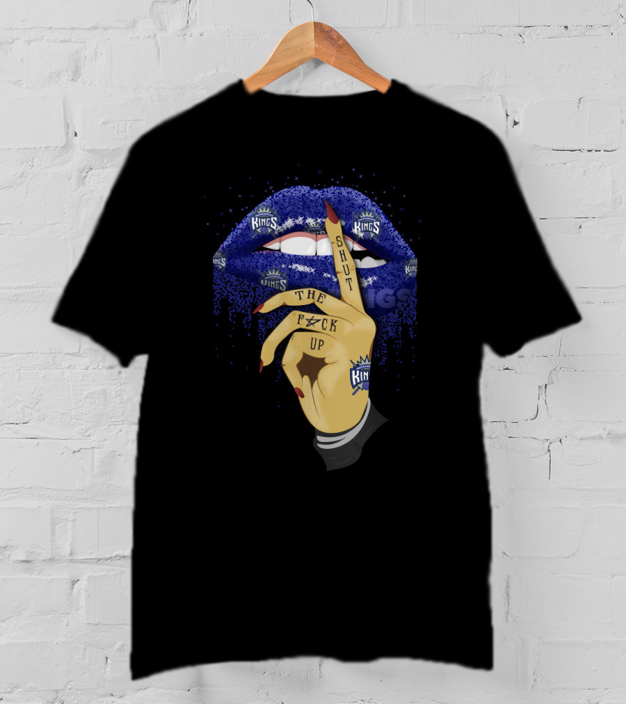 Sacramento Kings Lip Shut Up Hand Gesture T-Shirt