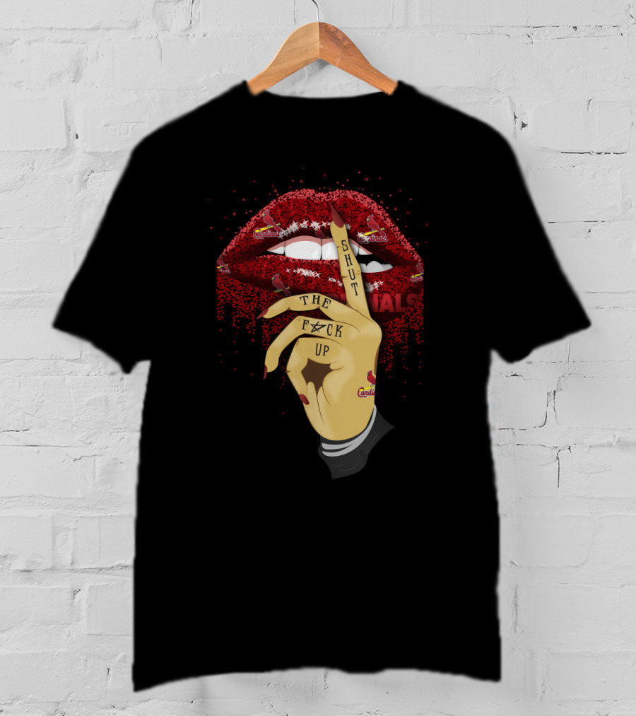 St Louis Cardinals Glitter Lips Shut Up Fan T-Shirt
