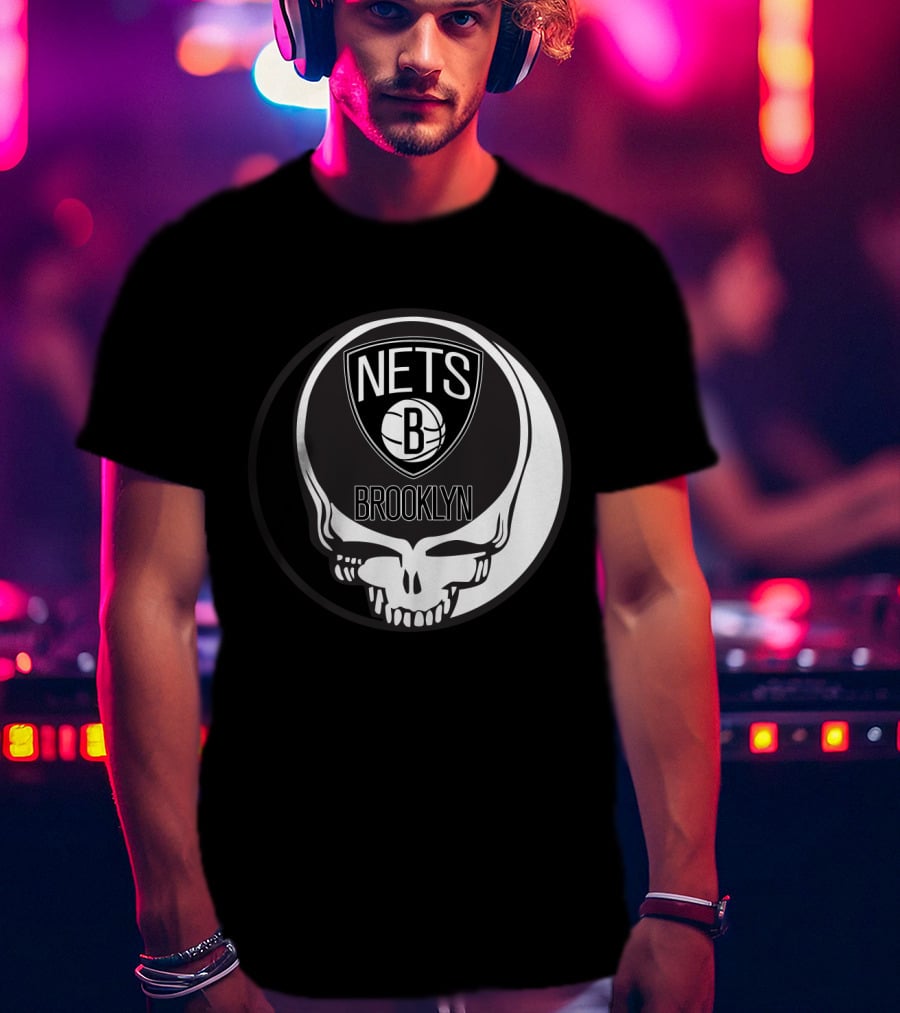 Brooklyn Nets Grateful Dead Skull T-Shirt