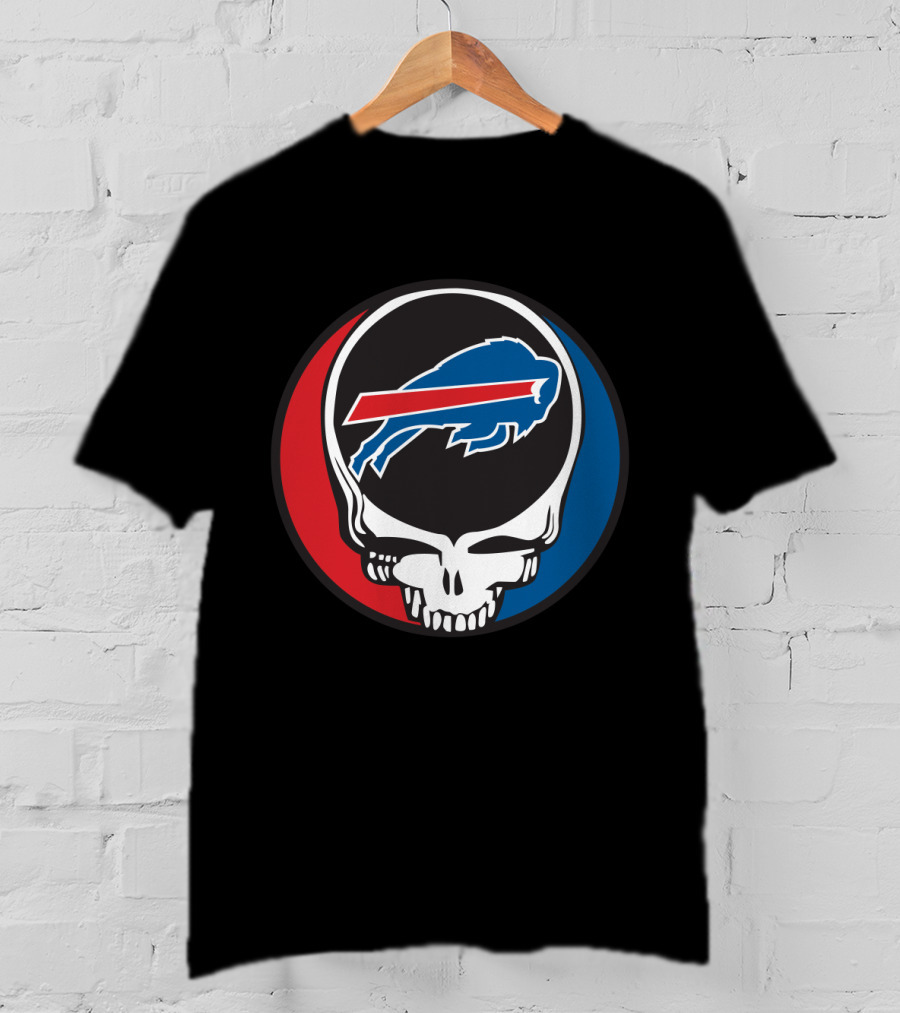 Buffalo Bills Grateful Dead Fan Skull Buffalo Logo Mark T-Shirt