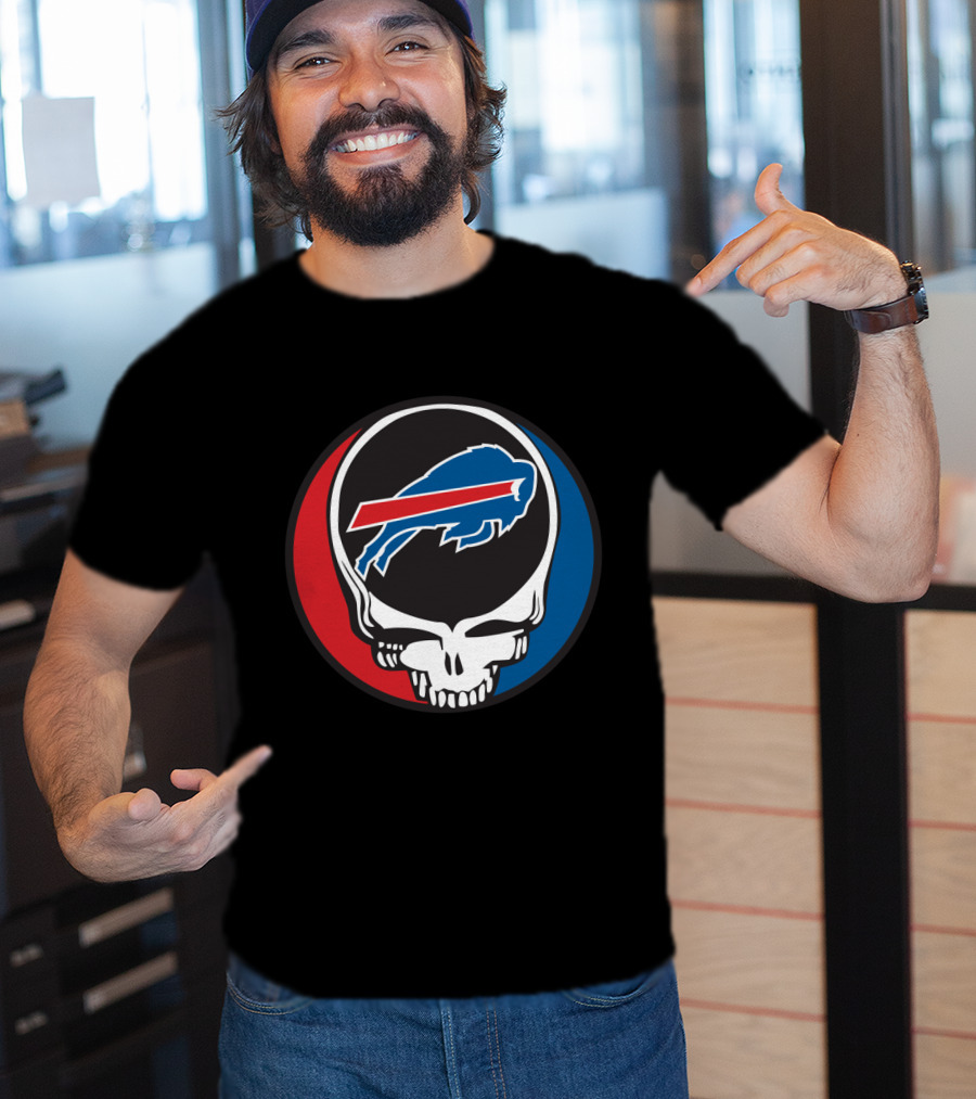Buffalo Bills Grateful Dead Fan Skull Buffalo Logo Mark T-Shirt