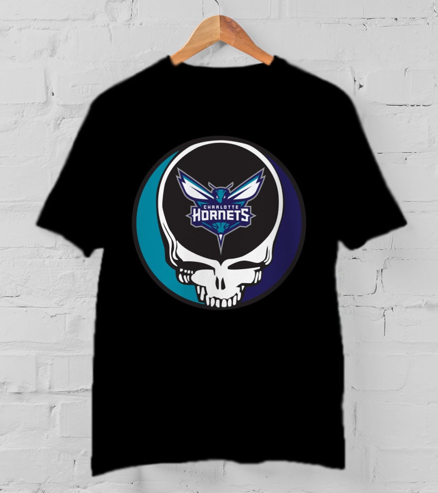 Grateful Dead Charlotte Hornets Skull Logo Combination T-Shirt