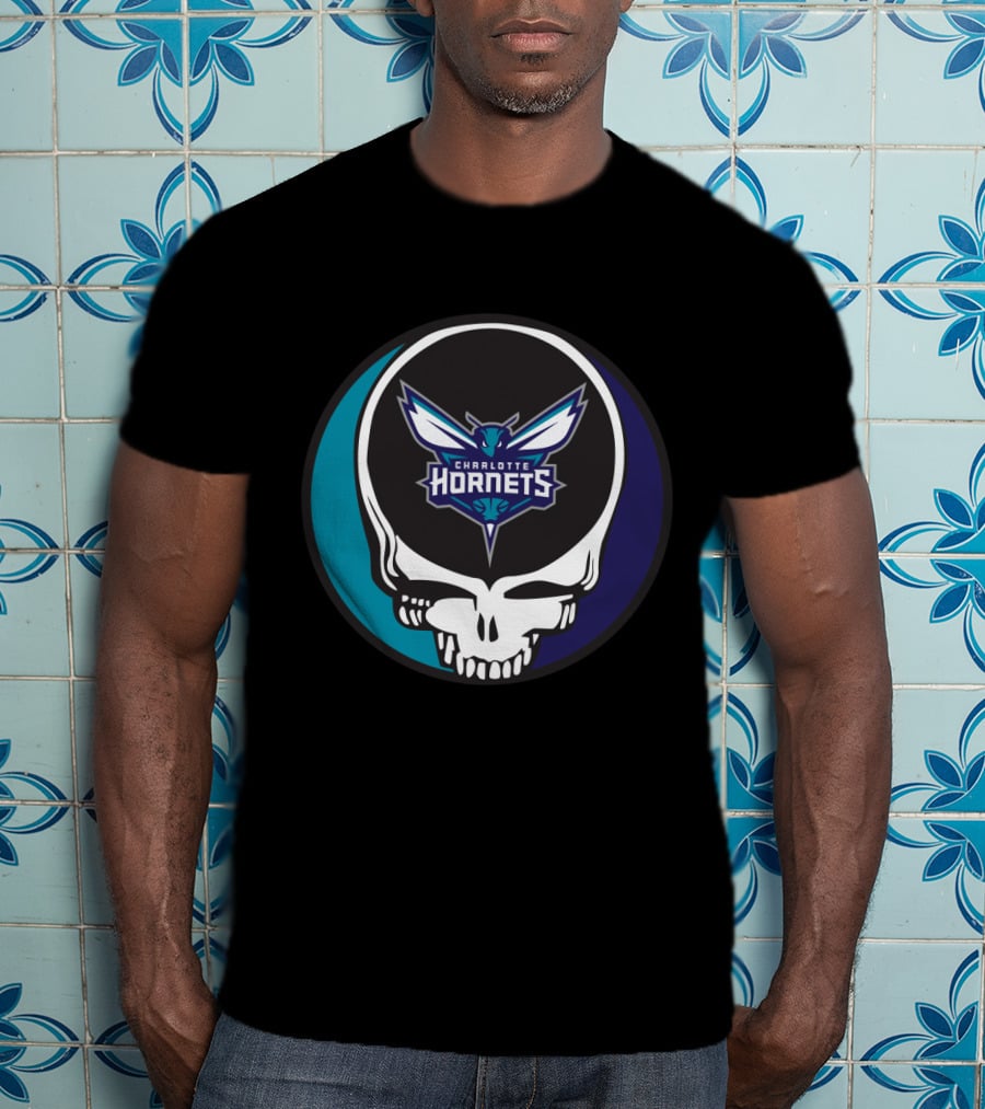 Grateful Dead Charlotte Hornets Skull Logo Combination T-Shirt