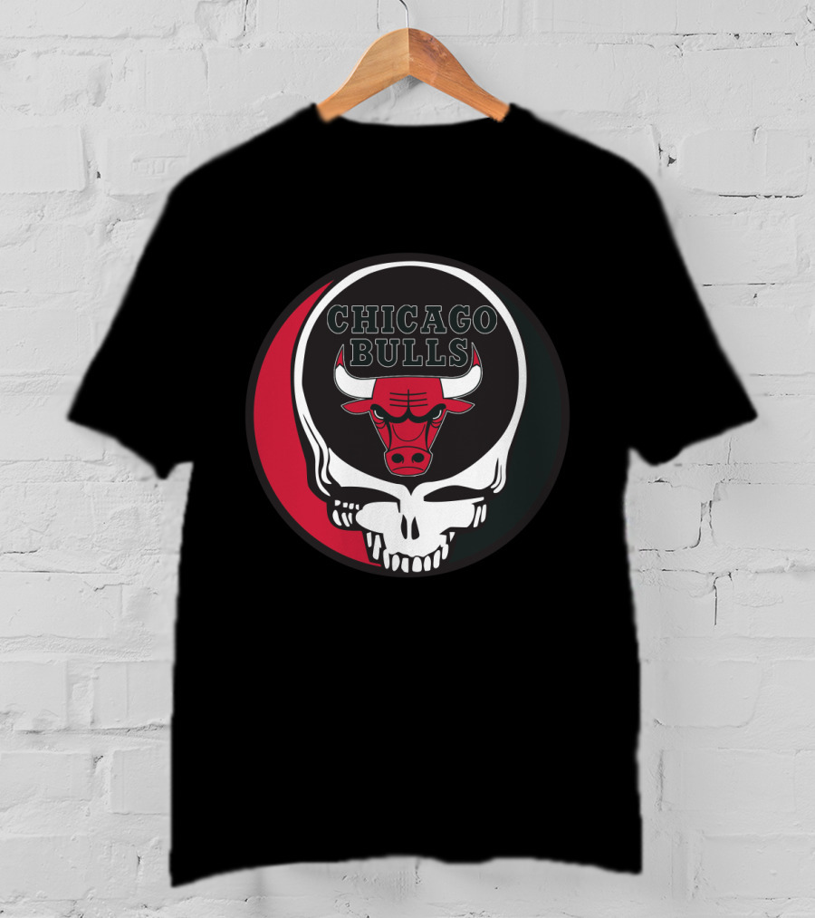 Grateful Dead Skull With Chicago Bulls T-Shirt