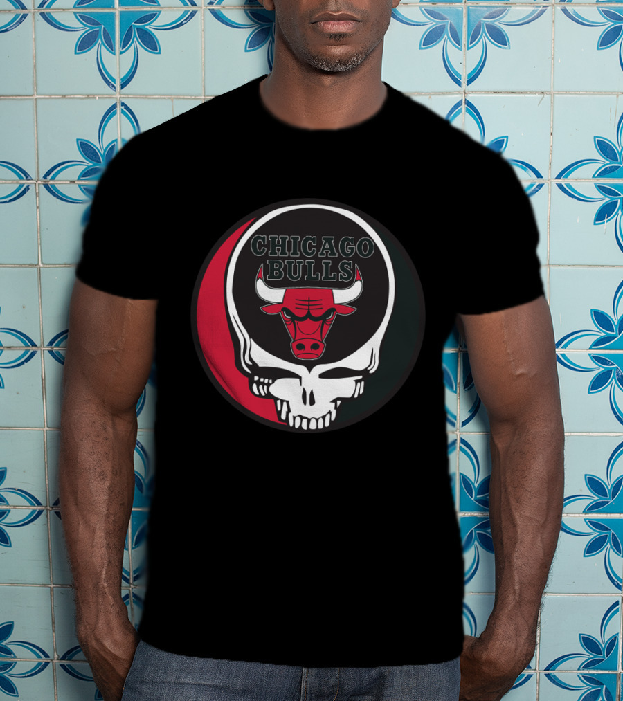 Grateful Dead Skull With Chicago Bulls T-Shirt