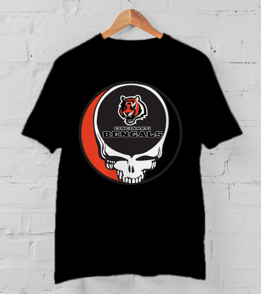 Cincinnati Bengals Grateful Dead Skull Logo Fusion T-Shirt