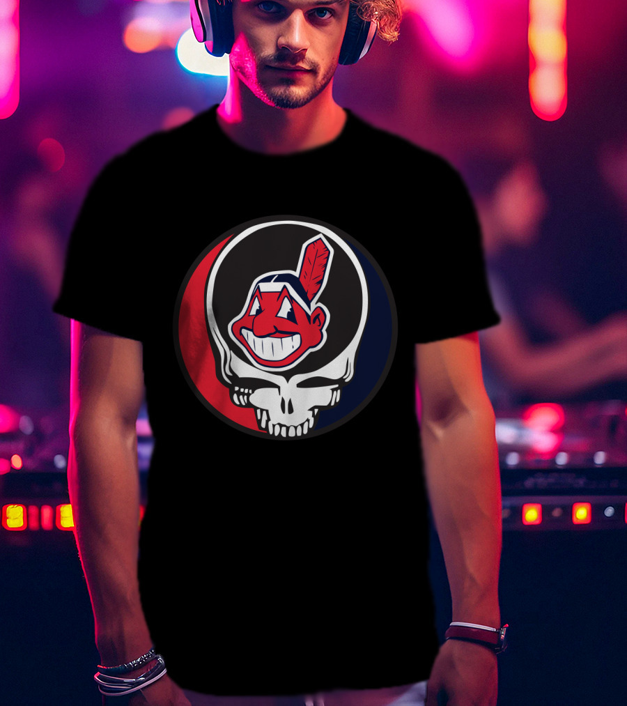 Grateful Dead Cleveland Indians Skull Logo Fusion T-Shirt
