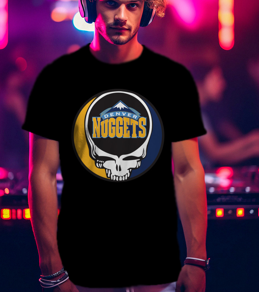 Denver Nuggets Grateful Dead Skull Logo With Mountain Symbol T-Shirt