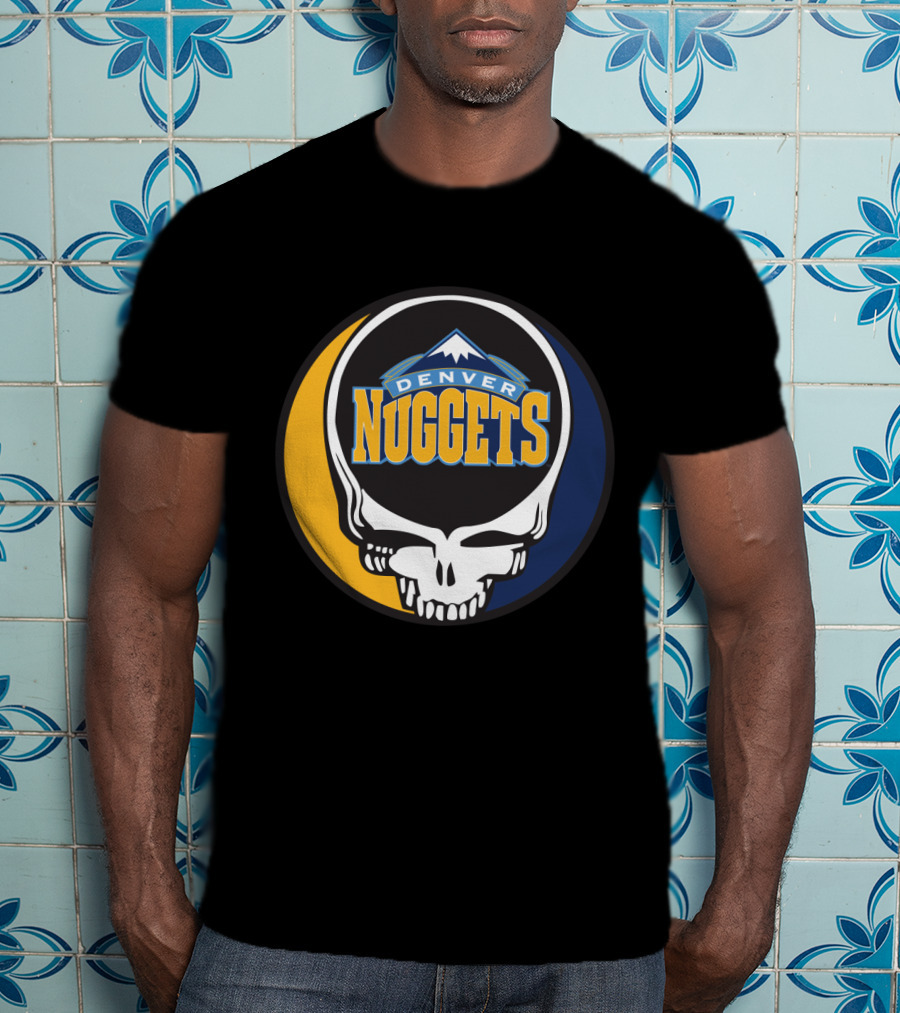 Denver Nuggets Grateful Dead Skull Logo With Mountain Symbol T-Shirt