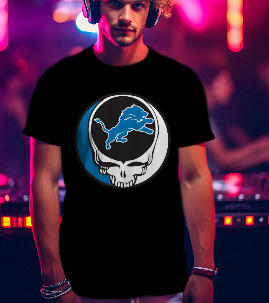 Detroit Lions Fans Grateful Dead Logo Fusion T-Shirt