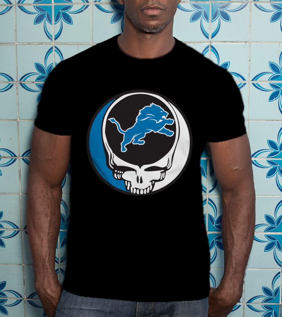 Detroit Lions Fans Grateful Dead Logo Fusion T-Shirt