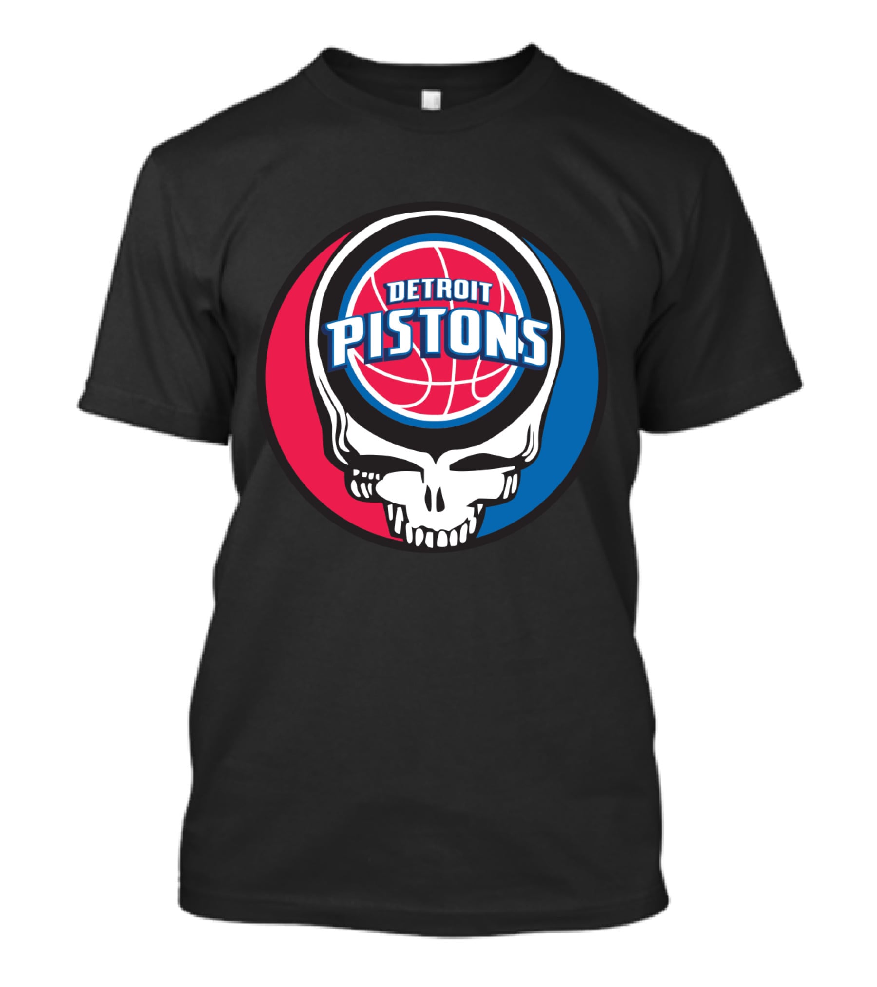 Grateful Dead Skull Design With Detroit Pistons T-Shirt