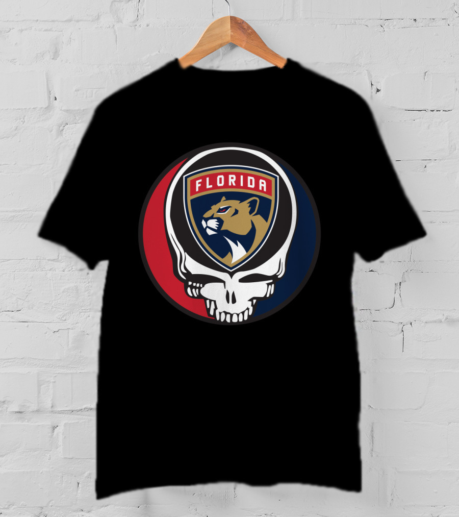 Grateful Dead Skull With Florida Panthers Logo For Fans T-Shirt