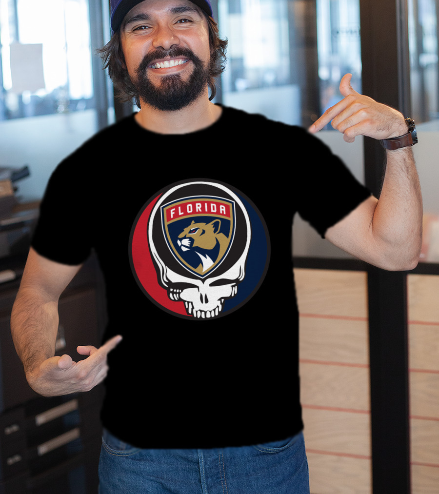 Grateful Dead Skull With Florida Panthers Logo For Fans T-Shirt