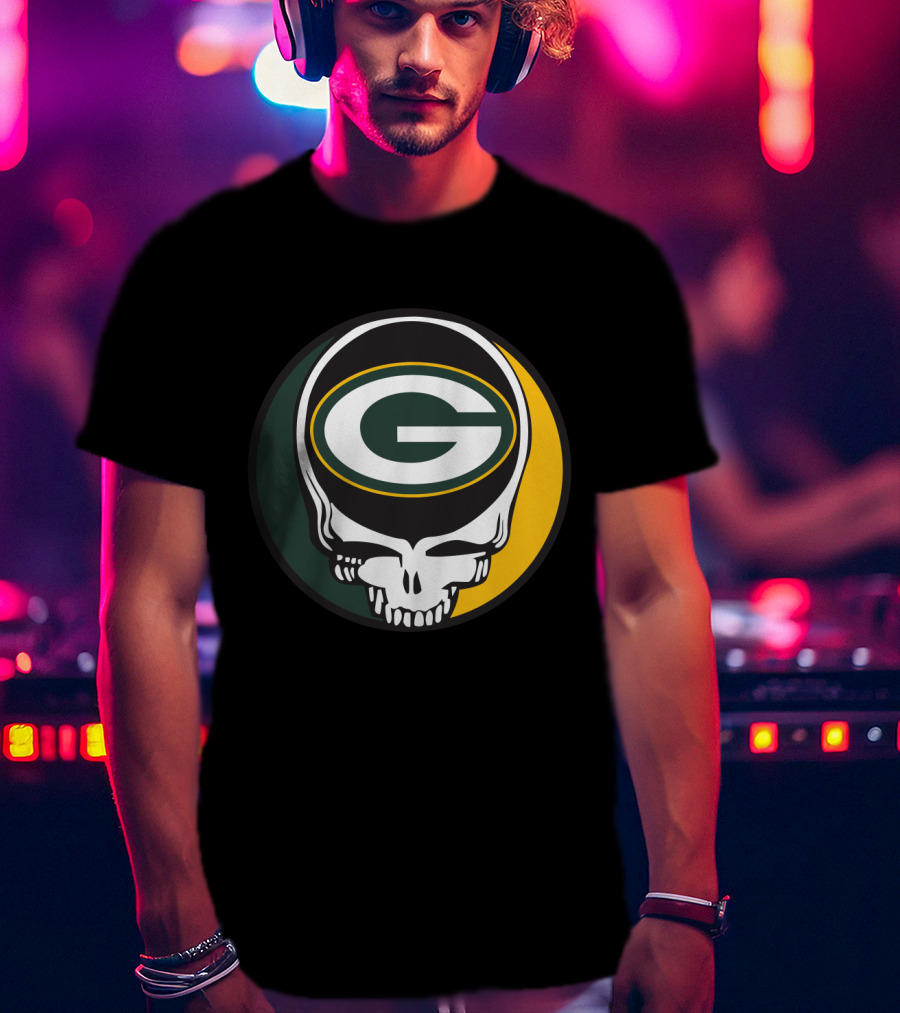 Grateful Dead Green Bay Packers Skull Logo Fans T-Shirt