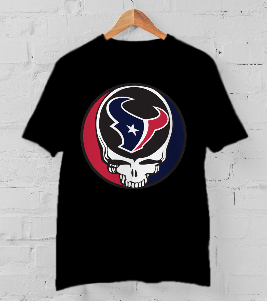 Grateful Dead Skull With Houston Texans Logo For Fans T-Shirt