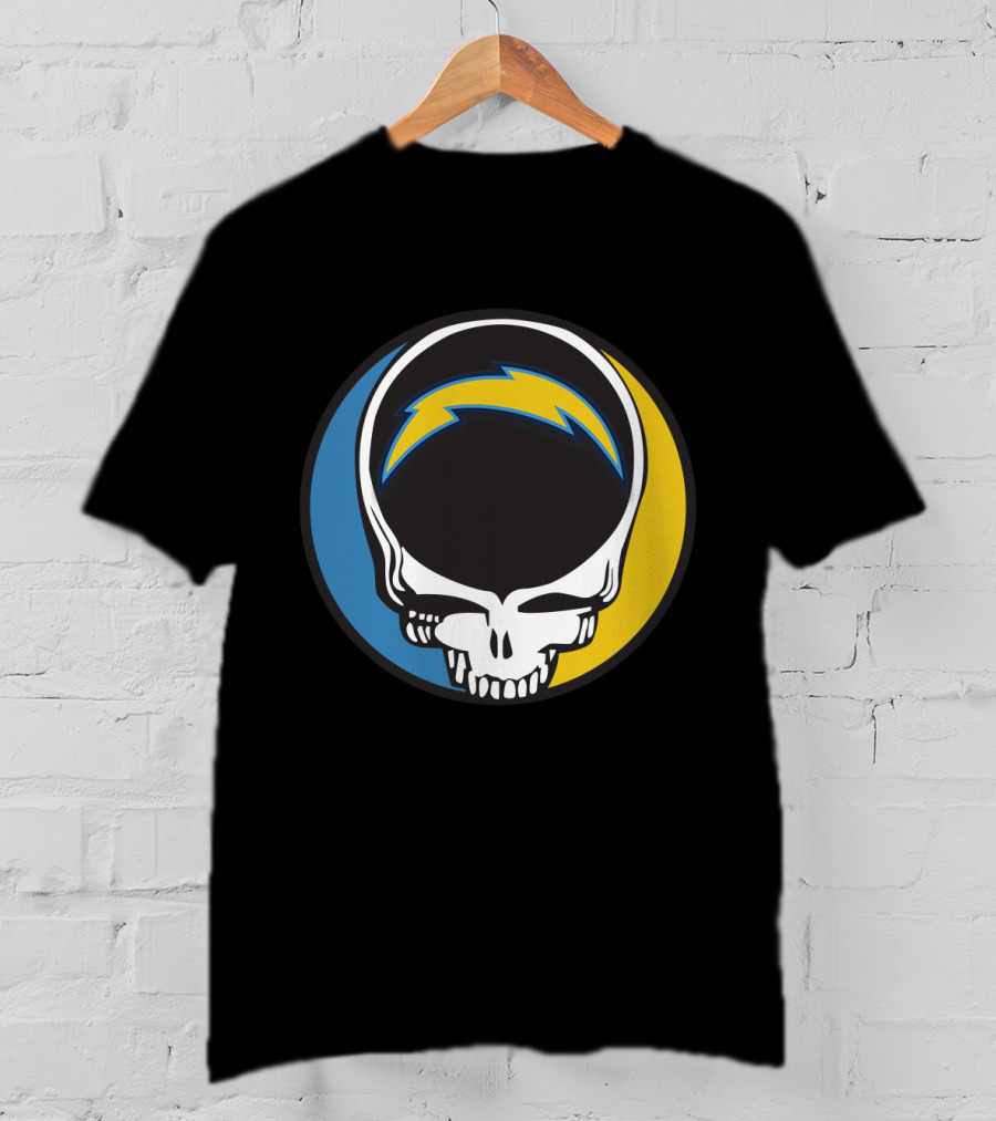 Grateful Dead And Los Angeles Chargers Logo Fusion For Fans T-Shirt