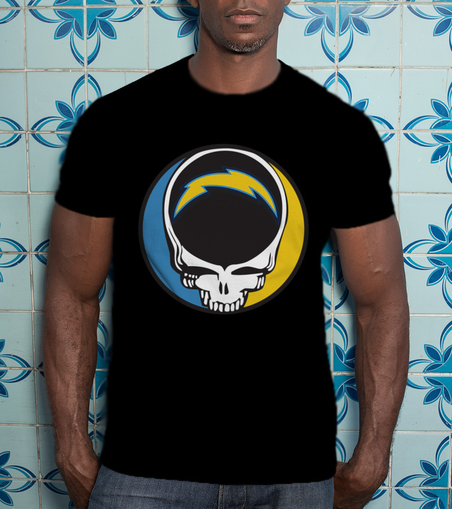 Grateful Dead And Los Angeles Chargers Logo Fusion For Fans T-Shirt