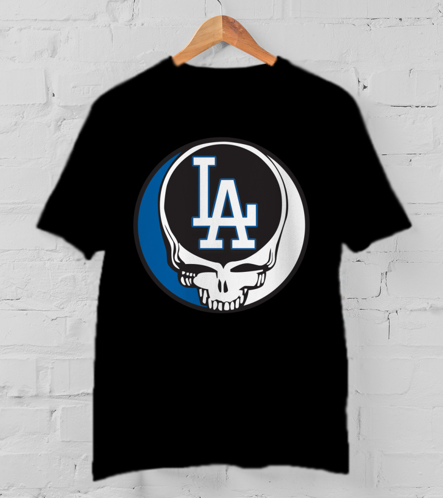 Grateful Dead Los Angeles Dodgers Fans Iconic Skull Logo Fusion T-Shirt