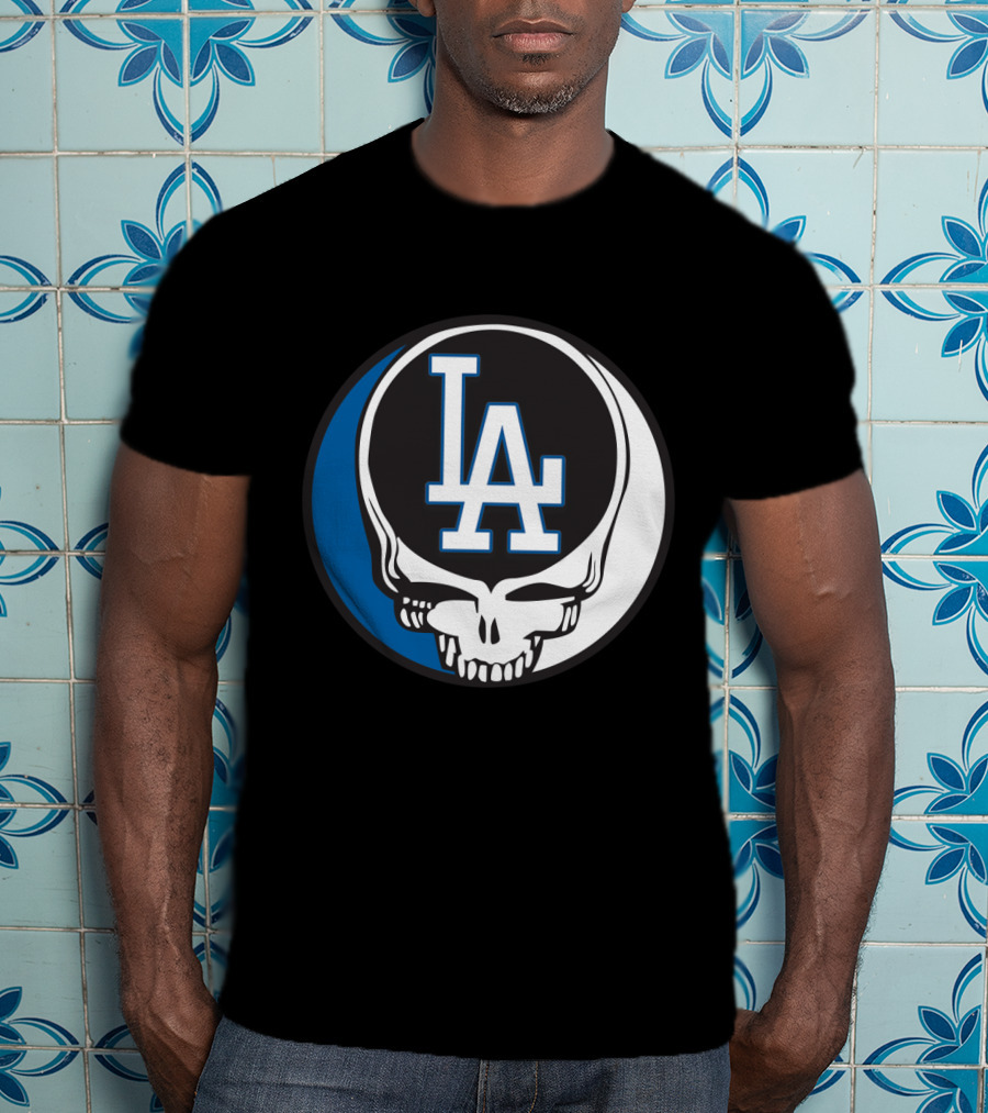 Grateful Dead Los Angeles Dodgers Fans Iconic Skull Logo Fusion T-Shirt