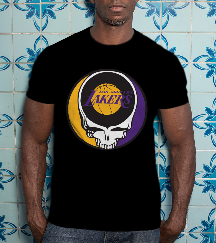 Grateful Dead Los Angeles Lakers Basketball Skull T-Shirt