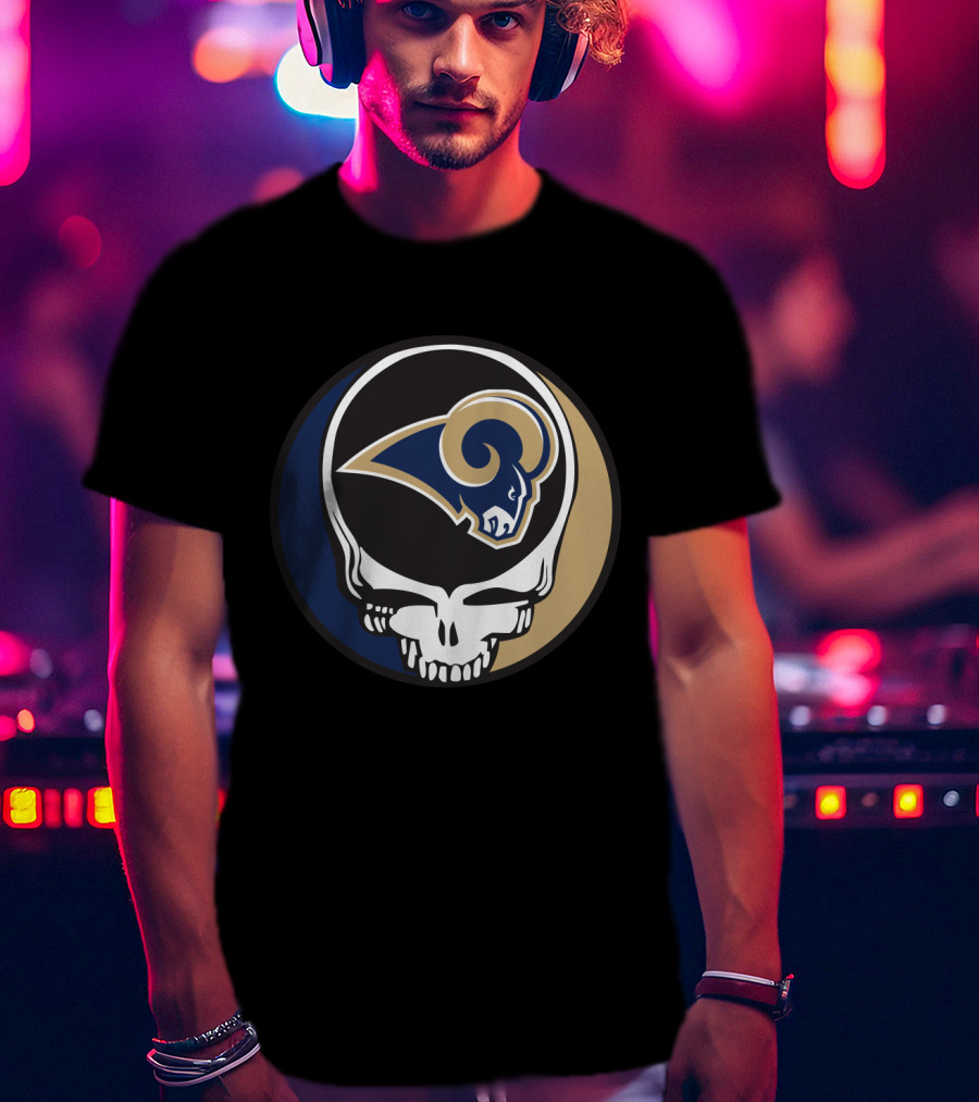 Grateful Dead Skull With Los Angeles Rams T-Shirt