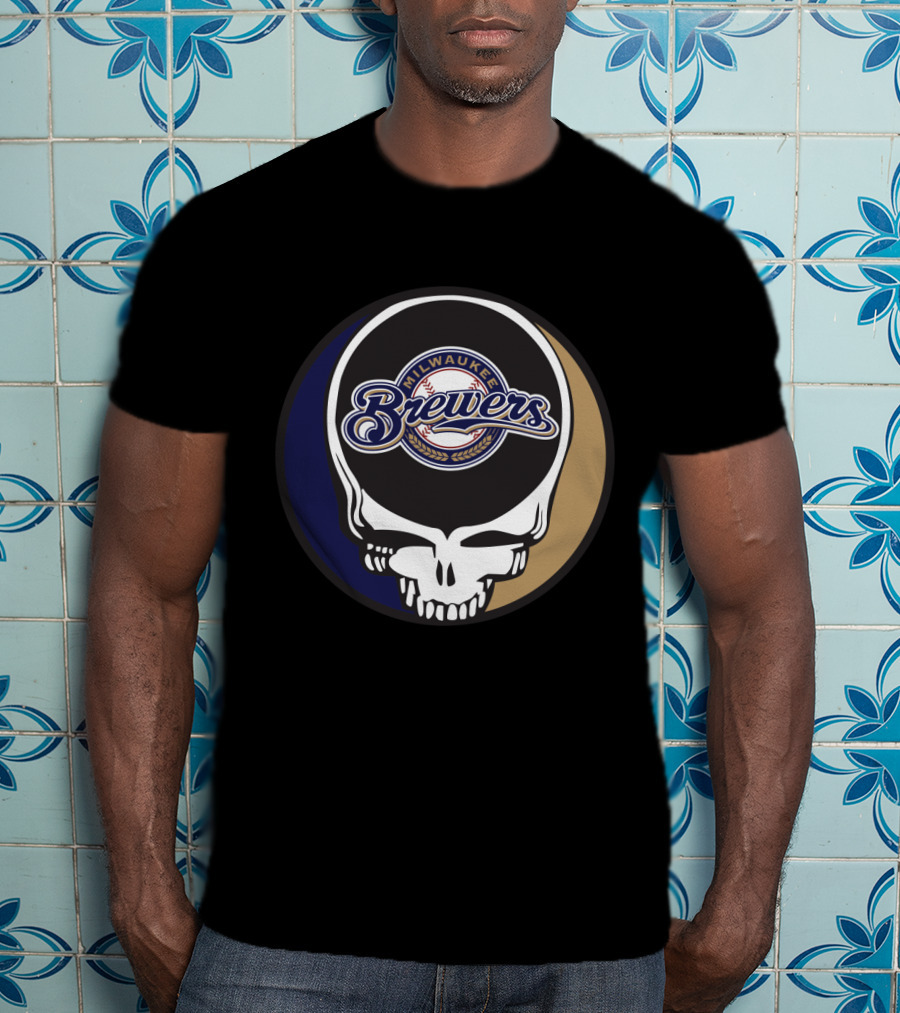 Milwaukee Brewers Grateful Dead Skull T-Shirt