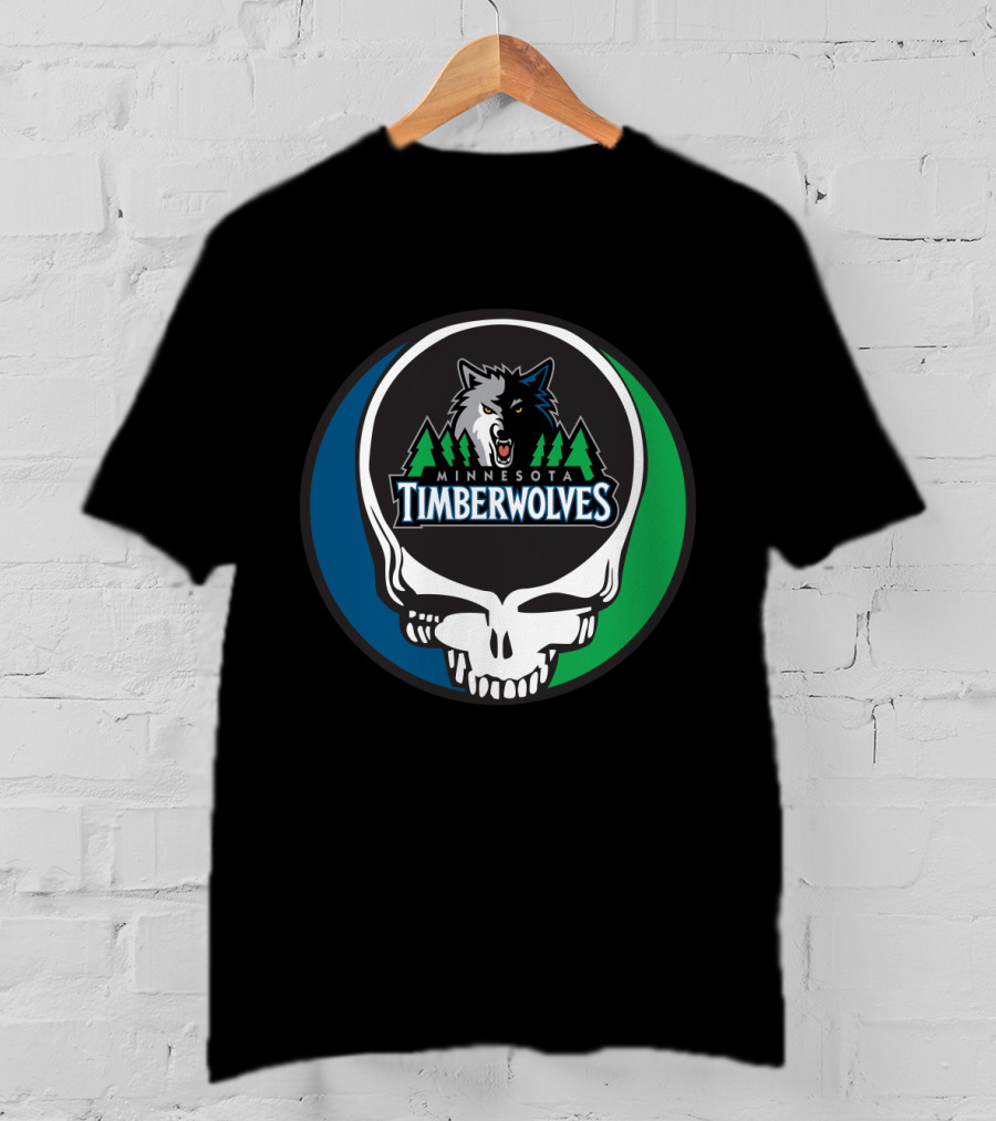 Grateful Dead Minnesota Timberwolves Basketball Fan Skull T-Shirt