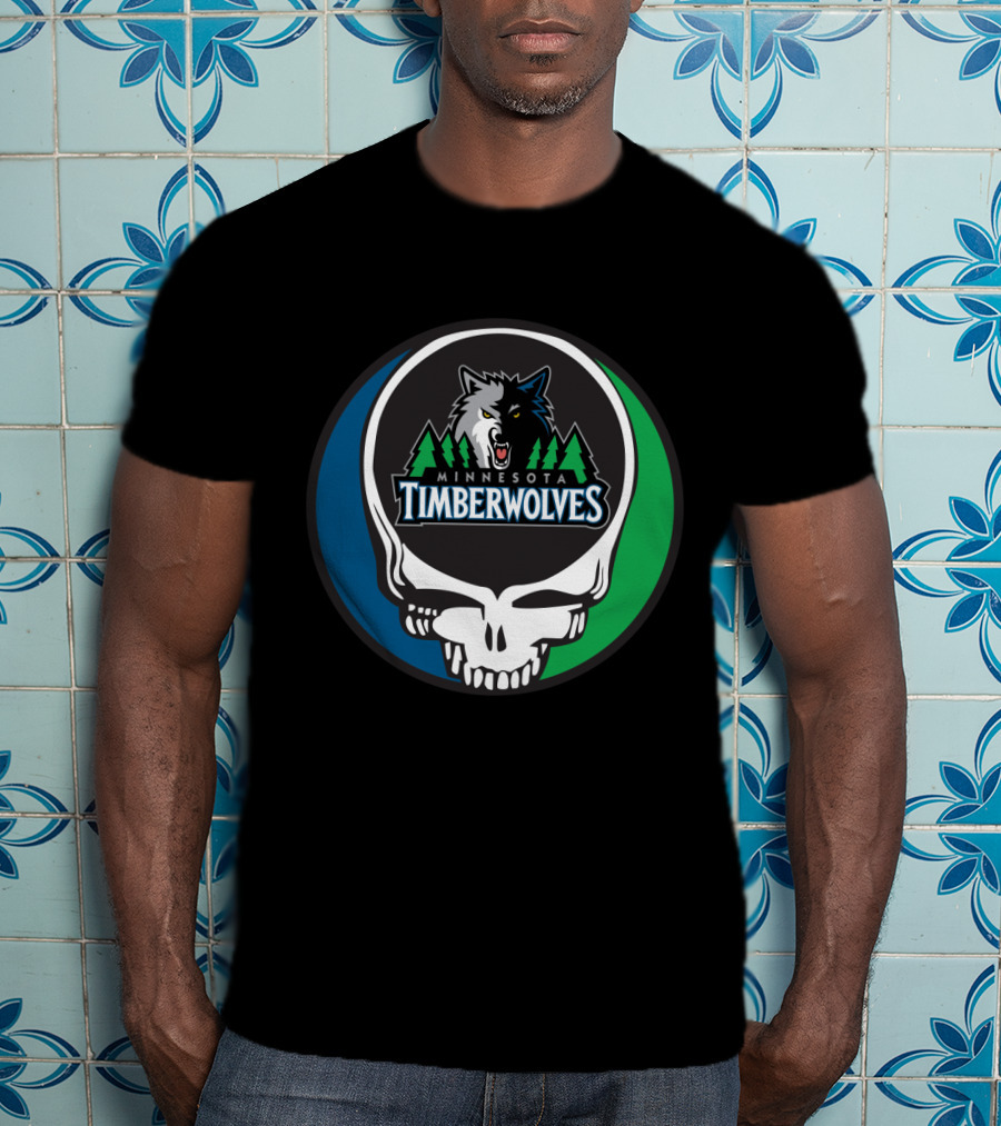 Grateful Dead Minnesota Timberwolves Basketball Fan Skull T-Shirt