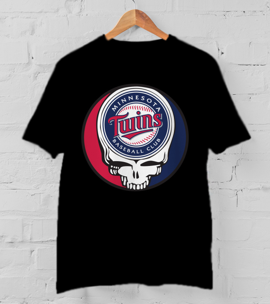 Minnesota Twins Baseball Club And Grateful Dead Skull Logo Mashup T-Shirt