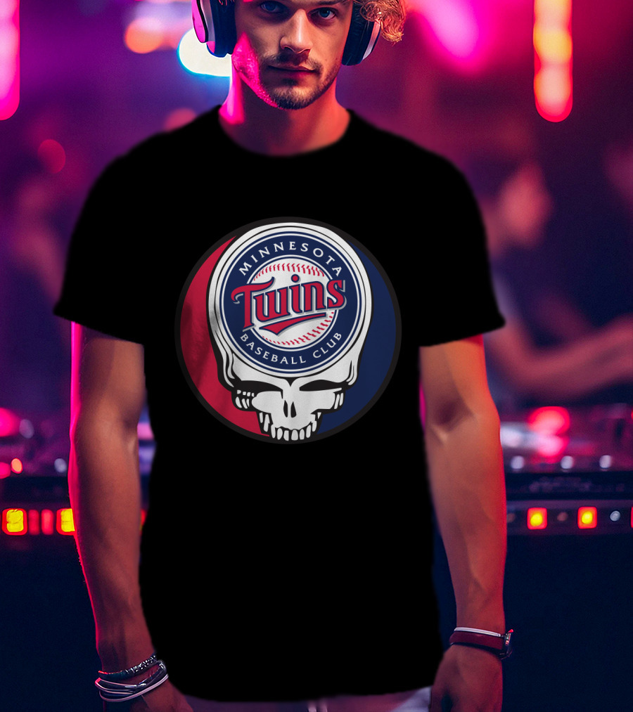 Minnesota Twins Baseball Club And Grateful Dead Skull Logo Mashup T-Shirt