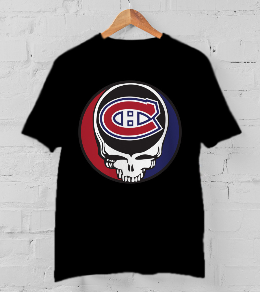 Grateful Dead Skull With Montreal Canadiens Logo For Fans T-Shirt