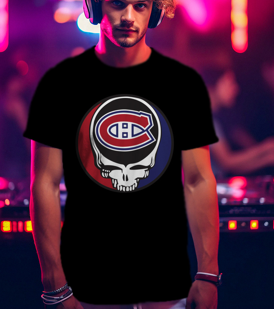 Grateful Dead Skull With Montreal Canadiens Logo For Fans T-Shirt