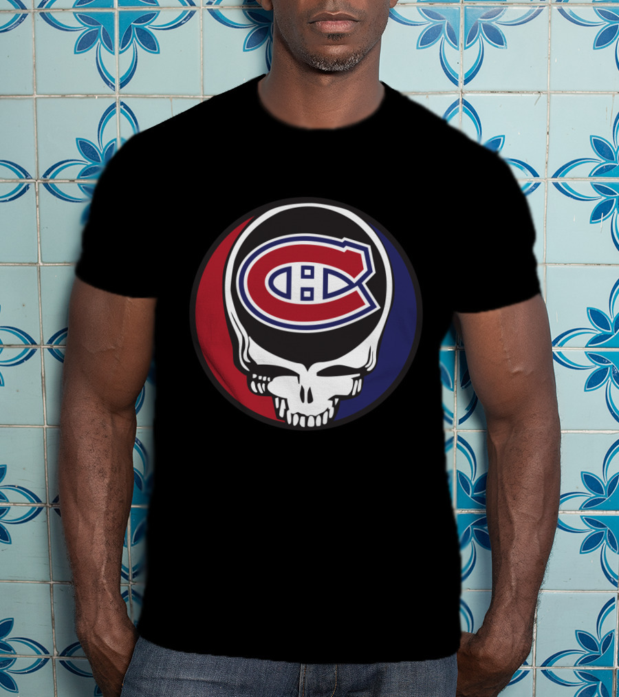 Grateful Dead Skull With Montreal Canadiens Logo For Fans T-Shirt